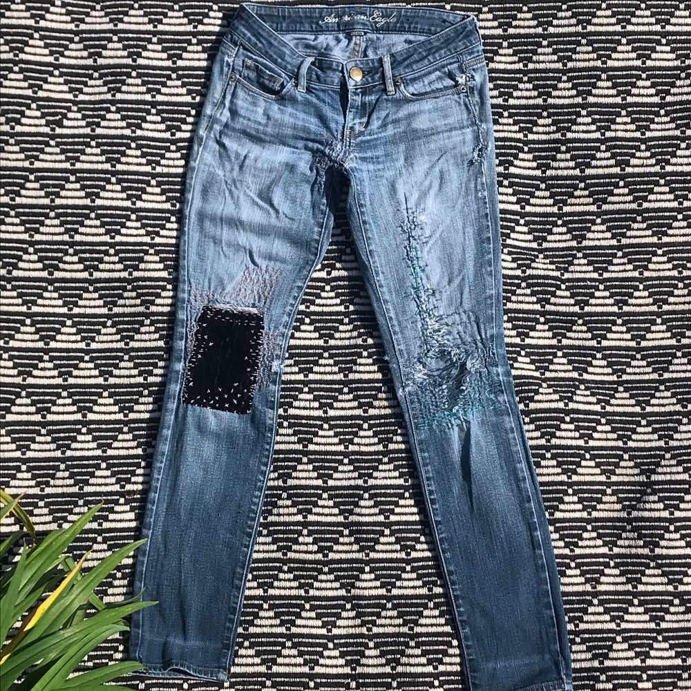 AE Mended&Patched Low Rise jeans sz2